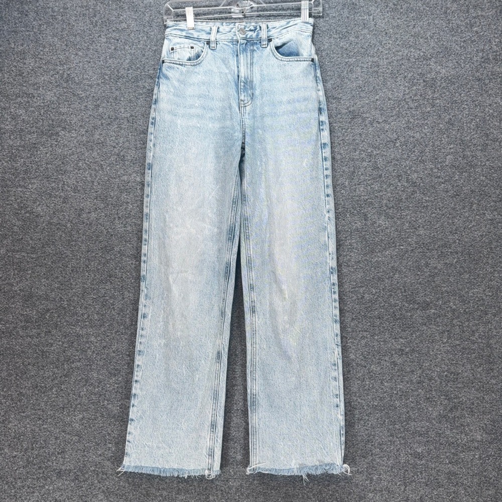 Pacsun 90s Boyfriend Jeans Womens 24 Light Blue Raw Hem Baggy Y2K Relaxed Fit